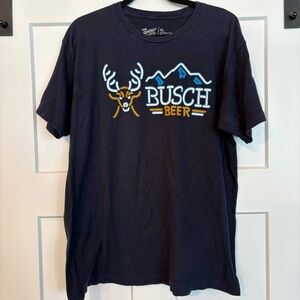 Busch Beer Navy Short Sleeve Tee Deer Neon